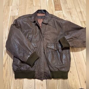 Vintage Georgetown Leather Design Brown Bomber Jacket – Size L